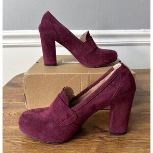 MOOMMO Women’s Heel Loafers Block Heel Pumps Slip On Dress Shoes Size 7.5